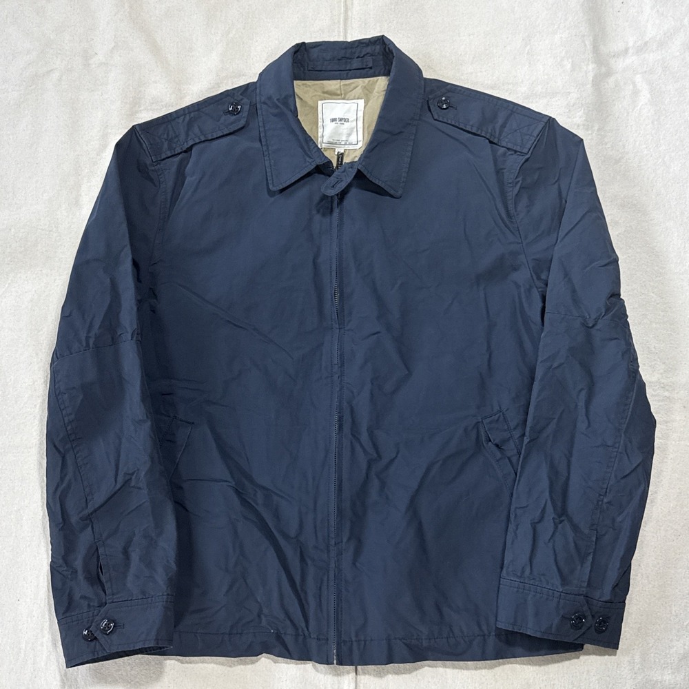Todd Snyder Wax Cotton Blend Jacket Mens Strap Water Repellent Navy Blue Size XL